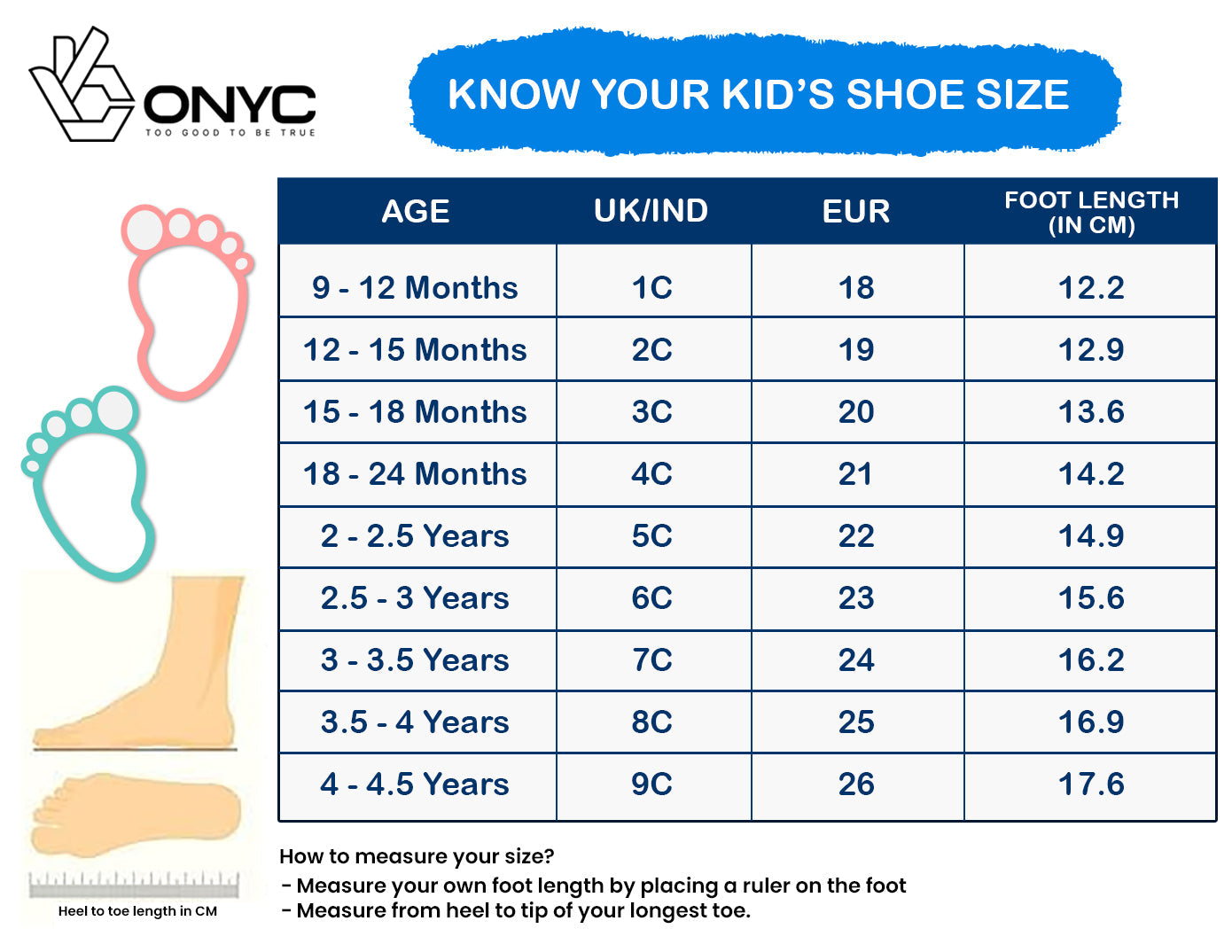 size-chart kids shoes
